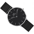 Daniel Wellington Petite Ashfield Black Dial Black Mesh Strap Watch For Women - DW00100308