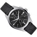 Emporio Armani Claudio Chronograph Black Dial Black Leather Strap Watch For Men - AR11542