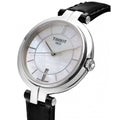 Tissot T Lady Flamingo Mother of Pearl White Dial Black Leather Strap Watch for Women - T094.210.16.111.00