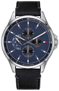 Tommy Hilfiger Shawn Multifunction Quartz Blue Dial Black Leather Strap Watch for Men - 1791616