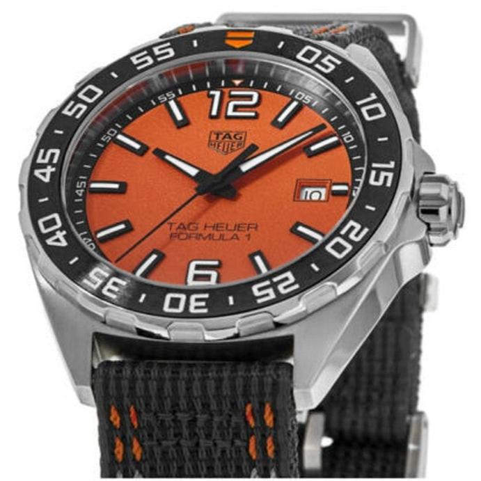 Tag Heuer Formula 1 Quartz Orange Dial Black Nylon Strap Watch for Men - WAZ101A.FC8305